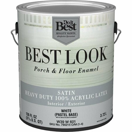 ALL-SOURCE Best Look 1 Gal. White Heavy-Duty Acrylic Latex Satin Porch & Floor Enamel W39W00601-16